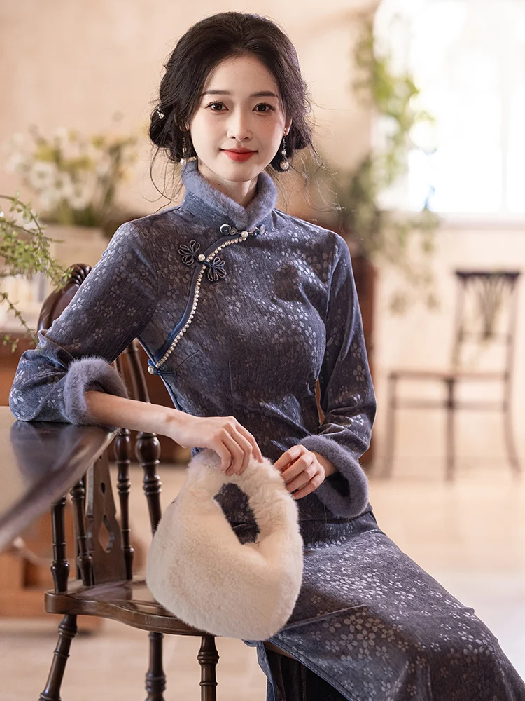 abito-qipao-lungo-blu-da-donna-stile-retro-con-maniche-lunghe-e-gonna-a-meta-coscia-caldo-e-morbido