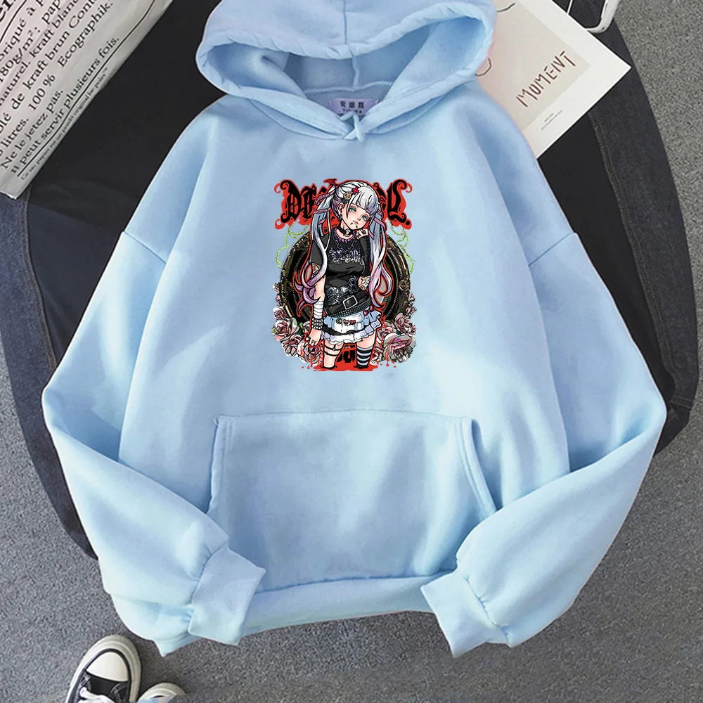 Goth Girl Hoodies Anime Print Sweatshirts Men Women Fashion Pullovers Long Sleeve Unisex Harajuku Ladies Oversized Casual Tops