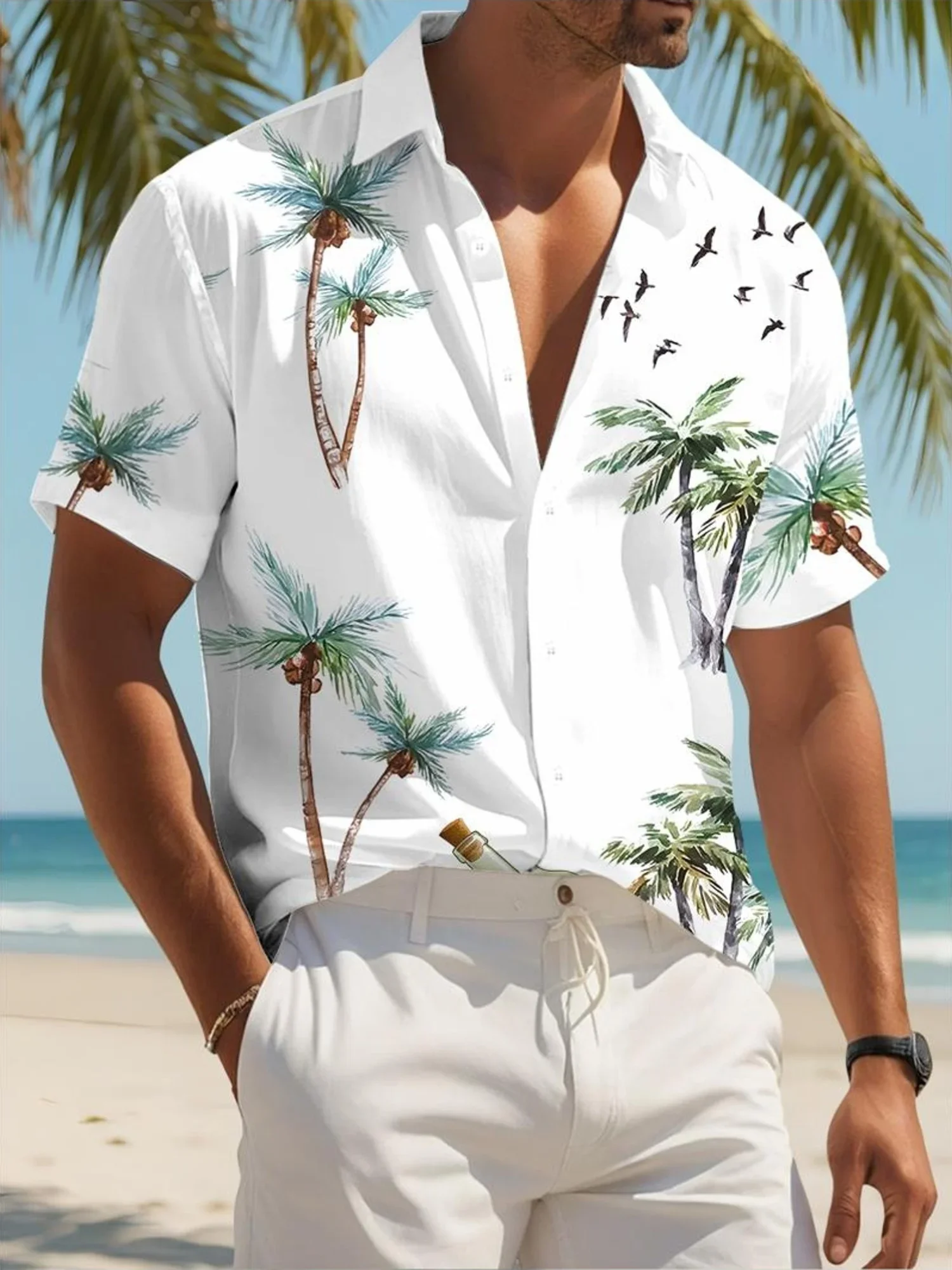 

Men's High Street Hawaiian Shirt Summer Man Short Sleeve Bold Beach Print Breathable Lightweight Stylish Tops