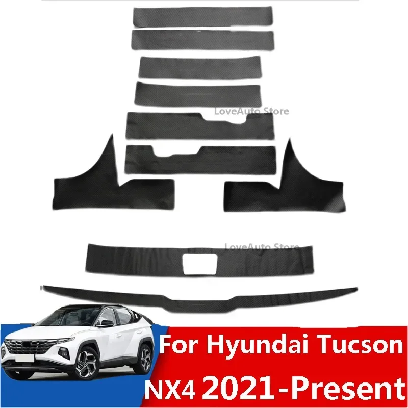 

For Hyundai Tucson NX4 2021 2022 Leather Interior Exterior Threshold Door Sill Decoration Rearguard Rear Bumper Trunk Accessorie