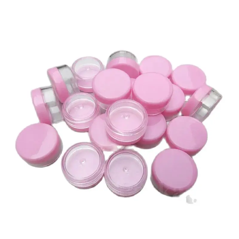 

100PCS/LOT*5G Cream Jar Clear Plastic Box With Pink Screw Cap Small Sample Cosmetic Container Empty Mask Canister Nail Art Cans