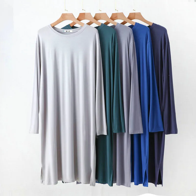 Modal Women And Men Wear Modal Night Dress Oversize Loose Nightgowns Long Sleeve Autumn Winter Nightshirt Home Wear Sleep Shirt