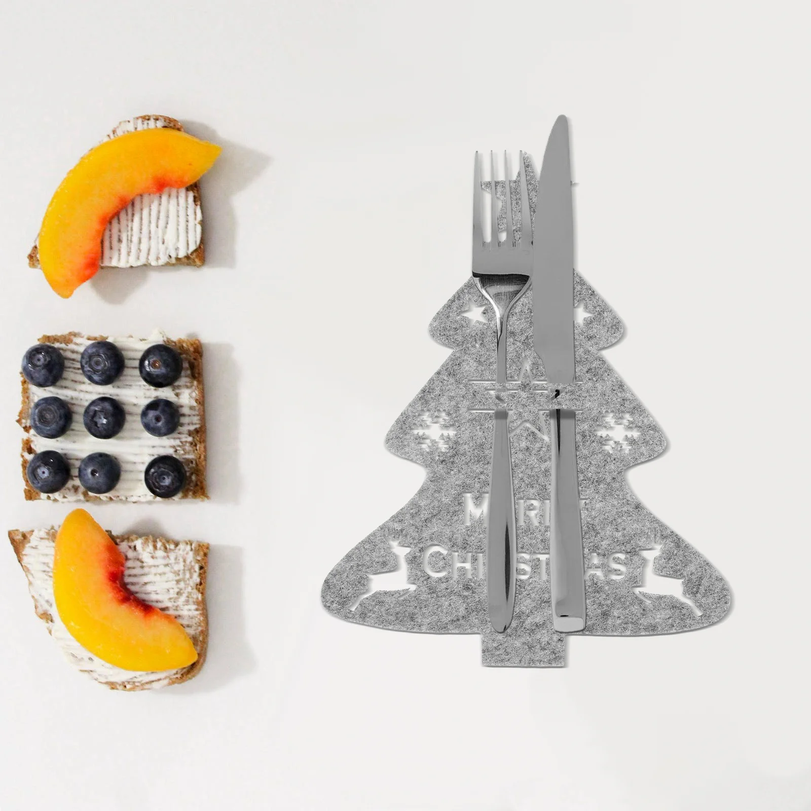 

4Pcs Christmas Cutlery Covers Xmas Tree Shaped Silverware Bags for Party and Table Decoration Xmas Cutlery Holder