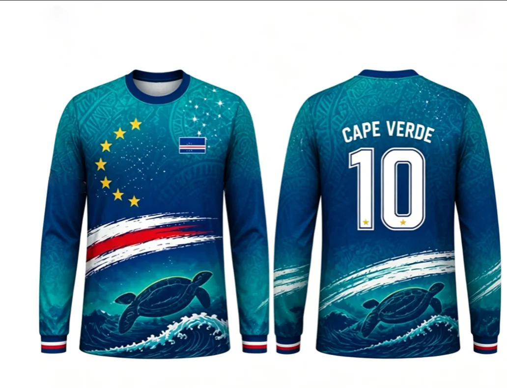 Cape Verde long sleeved football shirt fabric is lightweight, refreshing, and unconstrained for outdoor sports
