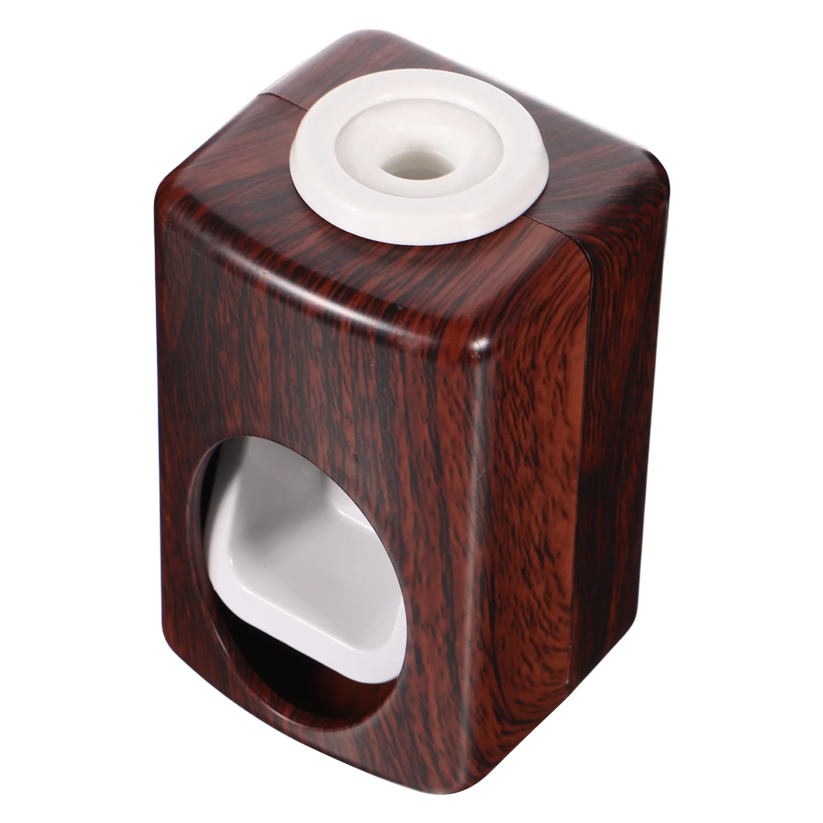 

Automatic Toothpaste Squeezer Wall Mounted No Drill Adhesive Wood Grain Finish Dispenser Dustproof Space Saving Bathroom