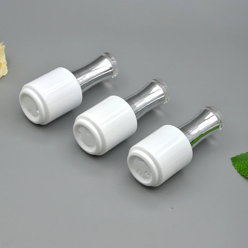 ขวดน้ำยาทาเล็บ 1 ชิ้น ขนาด 15 มล. ขวดน้ำยาทาเล็บทรงกลมสีขาว ขวดแก้วเปล่าขนาดใหญ่แบบแบ่งส่วน