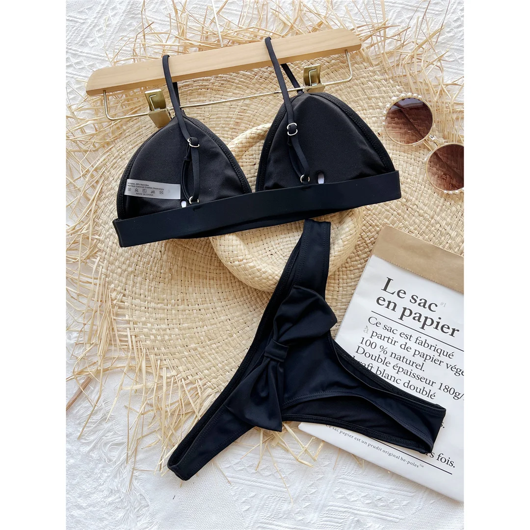 Neuer, verführerischer Bikini mit Schleife und hohem Beinausschnitt, Damen-Badeanzug, zweiteiliges Bikini-Set, gepolsterter Badeanzug, Badebekleidung, Modell V3490. – Detail 10
