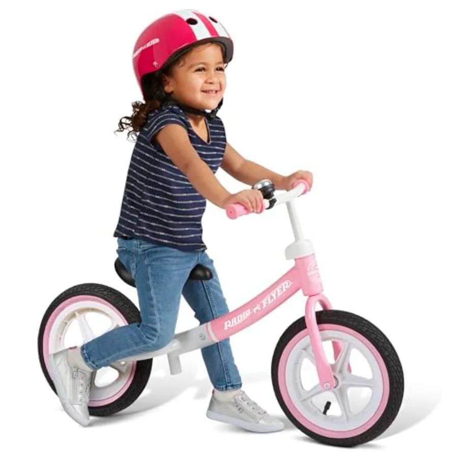 

Air Ride Balance Bike for Ages 1.5-5, Pink, Pedal-Free Design for Quick Learning, Rubber Air Tires, Adjustable Seat, Feet Rest,