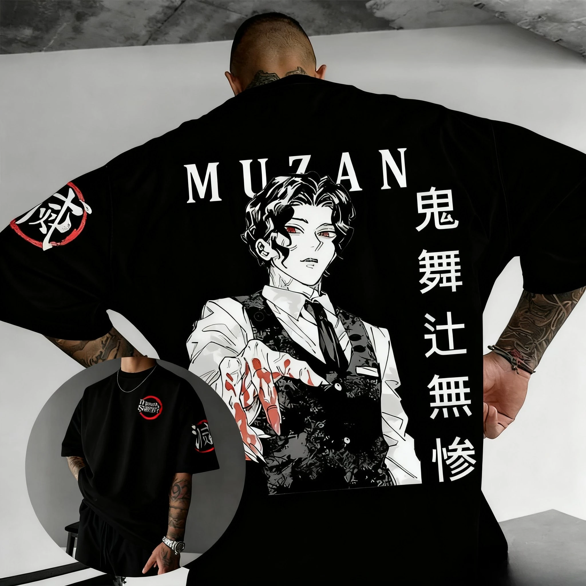 Muzan Demon Slayer Anime Bedrucktes T-Shirt Herren- und Damen-T-Shirt Herren-Top Sport-T-Shirt Herren-T-Shirt Sommer-T-Shirt 2026 Neu