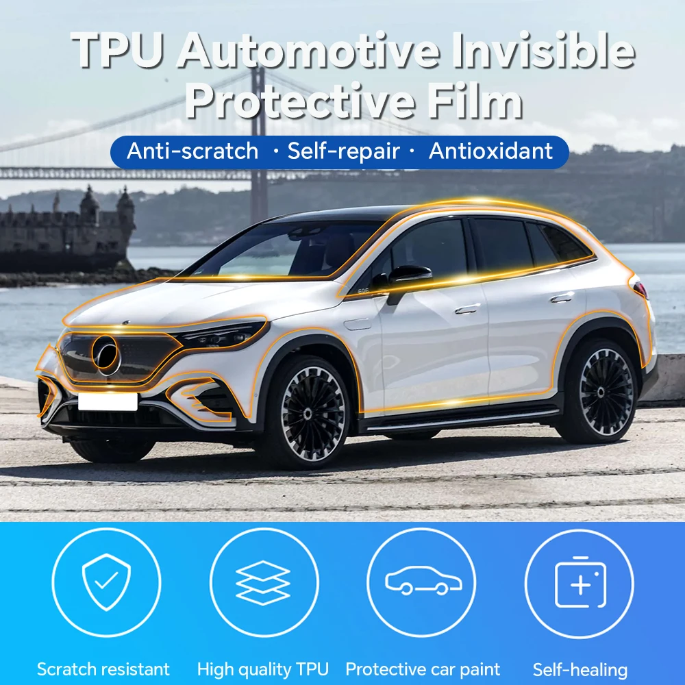 لمرسيدس بنز EQE SUV 2022-2025 المضادة للخدش بولي TPU الطلاء طبقة حماية جسم السيارة واضح الصدرية قبل قطع PPF مقاومة غير مرئية #4