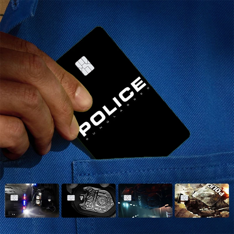 Autocollant de couverture de symbole de Police, pour carte de crédit, carte de débito bancaire, carte de Bus, côté avant