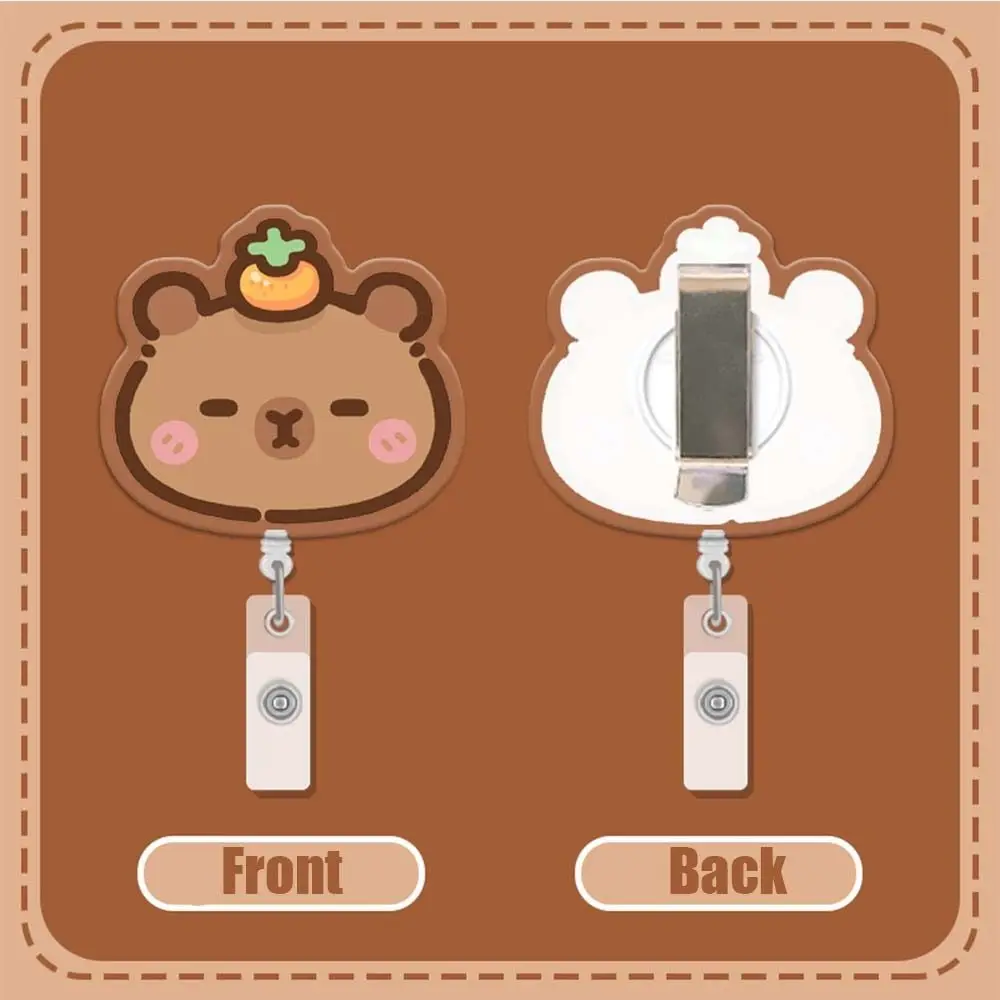 Acrylic Capybara Badge Reel Cartoon ID Card Clips Name Card Holder 360 Rotating Alligator Clip Work Card Clips
