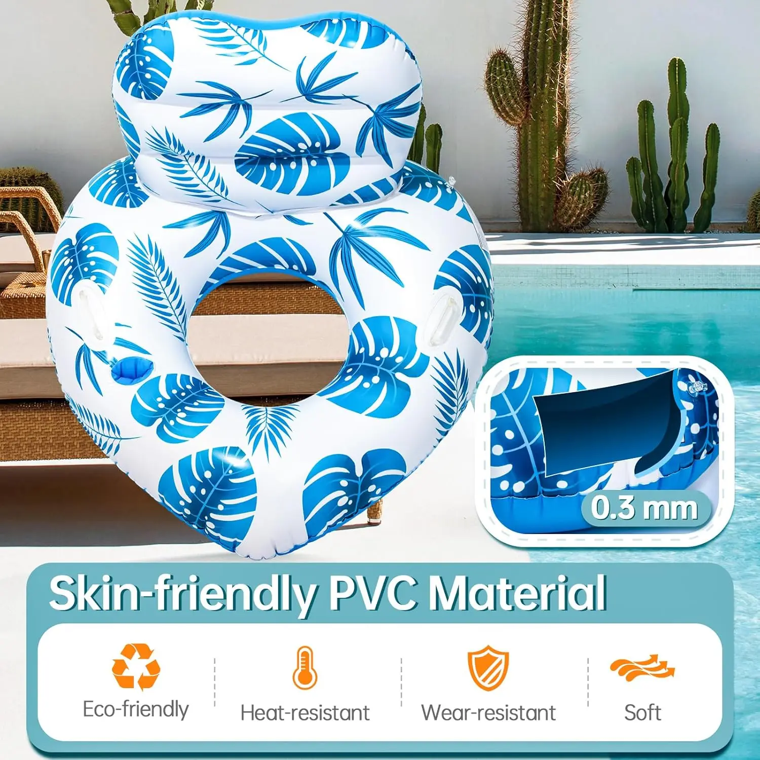 Pool-Schwimmer, aufblasbare Pool-Schwimmer mit Getränkehaltern, Unibody-Pool-Liege-Schwimmer mit Griff, ideales Pool-Spielzeug für Pools, Strandseen