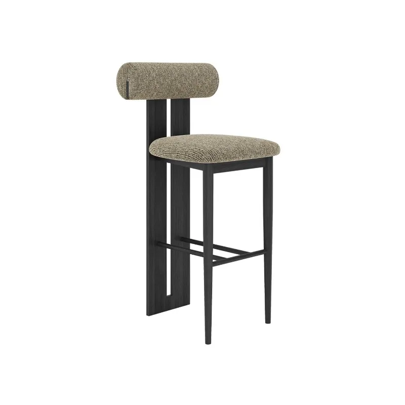 Ash wood high stool French antique bar chair Cafe bar chair Household island table solid wood dining chair