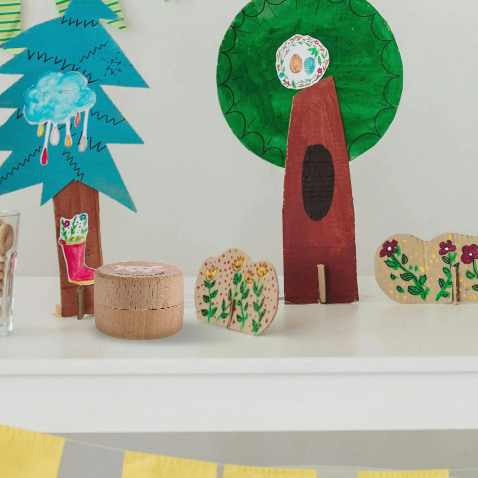 

Baby Tooth Storage Box Wooden Round Keepsake Large Capacity Organizer for Lost Teeth Kids Souvenir Fairy Box Organizer for Teeth