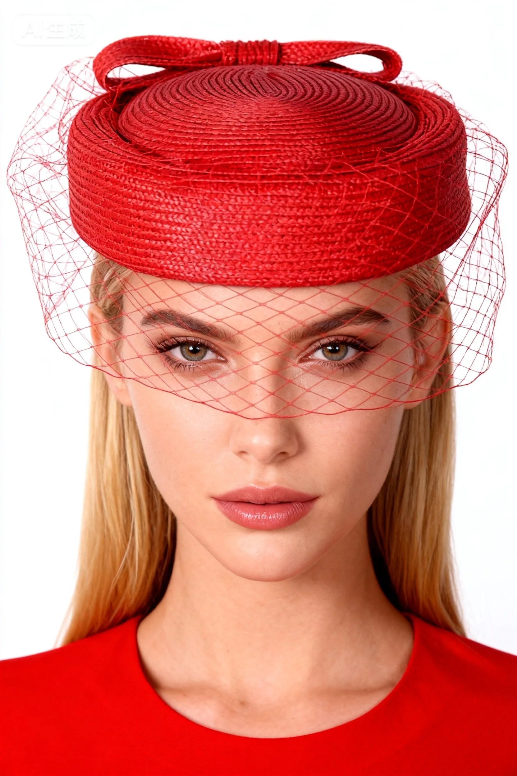 Tocchic Red Fascinator Hat with Veil - Women Accessories  display picture 1