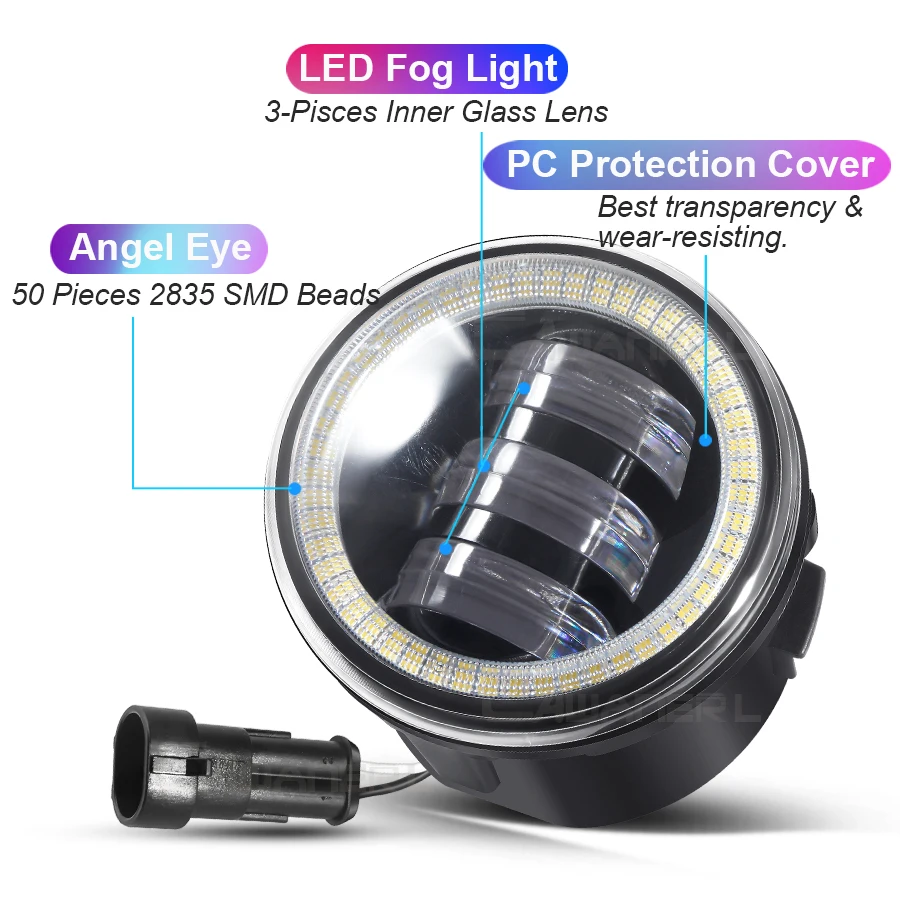 2 Pieces H11 Car Front Bumper LED Fog Light Assembly Angel Eye Daytime Running Lamp DRL 30W For Nissan Note 2006 2007 2008 2009 - view 2