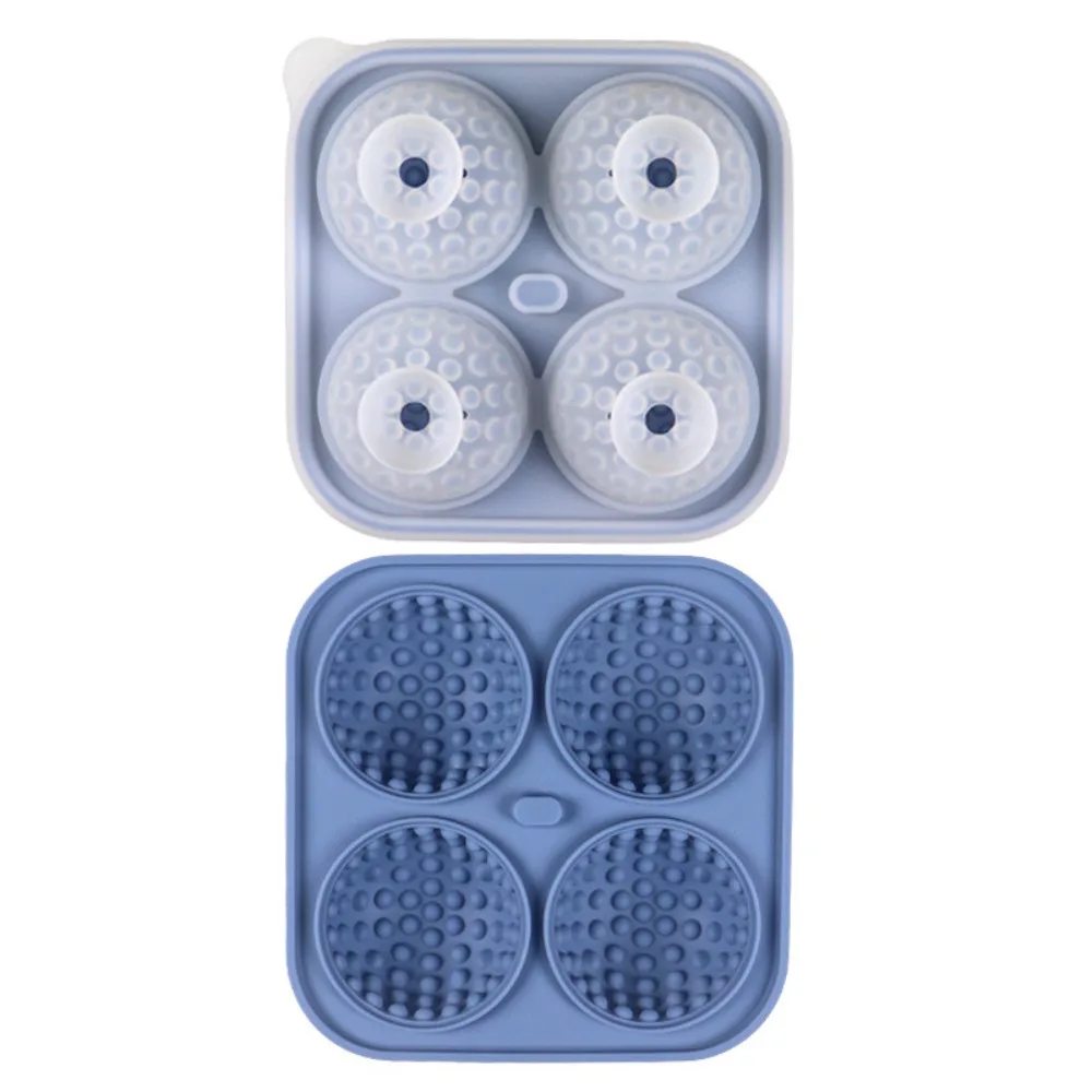 

Homemade Silicone Golf Ball Ice Mold Funnel Type Lid 4 Compartments Ice Cube Tray Flexible Square Chocolate Mold Summer