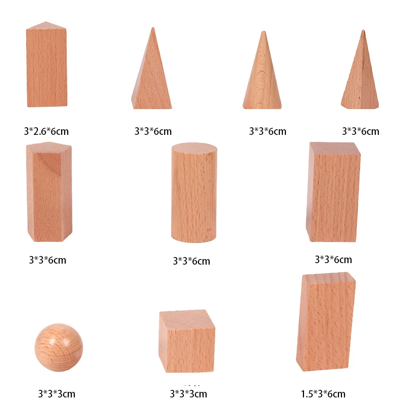 モンテッソーリ ミステリーバッグ 木製感覚玩具 オブジェクト 幾何学的形状 天然木の色 無垢材 3歳