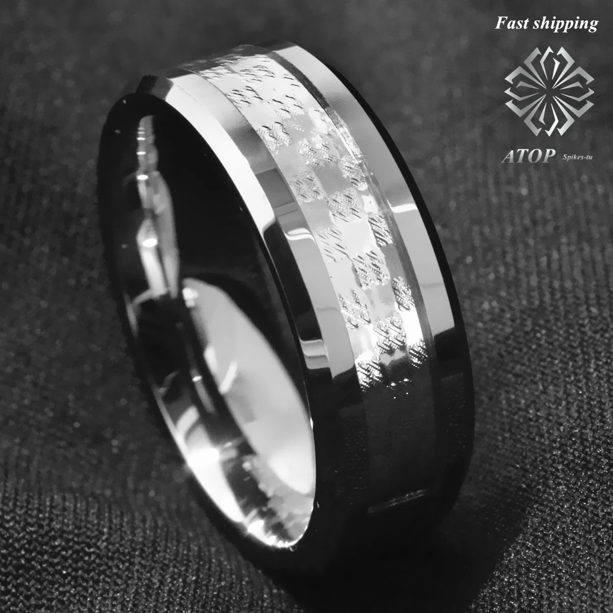 خاتم الخطوبة من كربيد التنجستن عيار 925 للرجال مقاس 8 مم #3