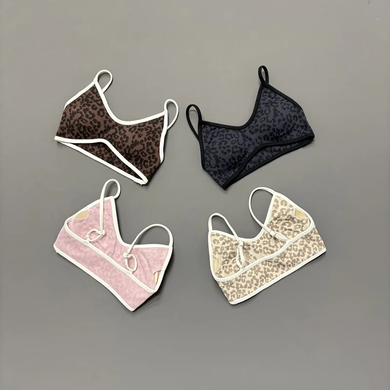 Sports Leopard Print Bra WOmen Seamless Breathable Backless Gym Top Push Up Quick Dry Yoga Bra Running Fitness Workout Clothes
