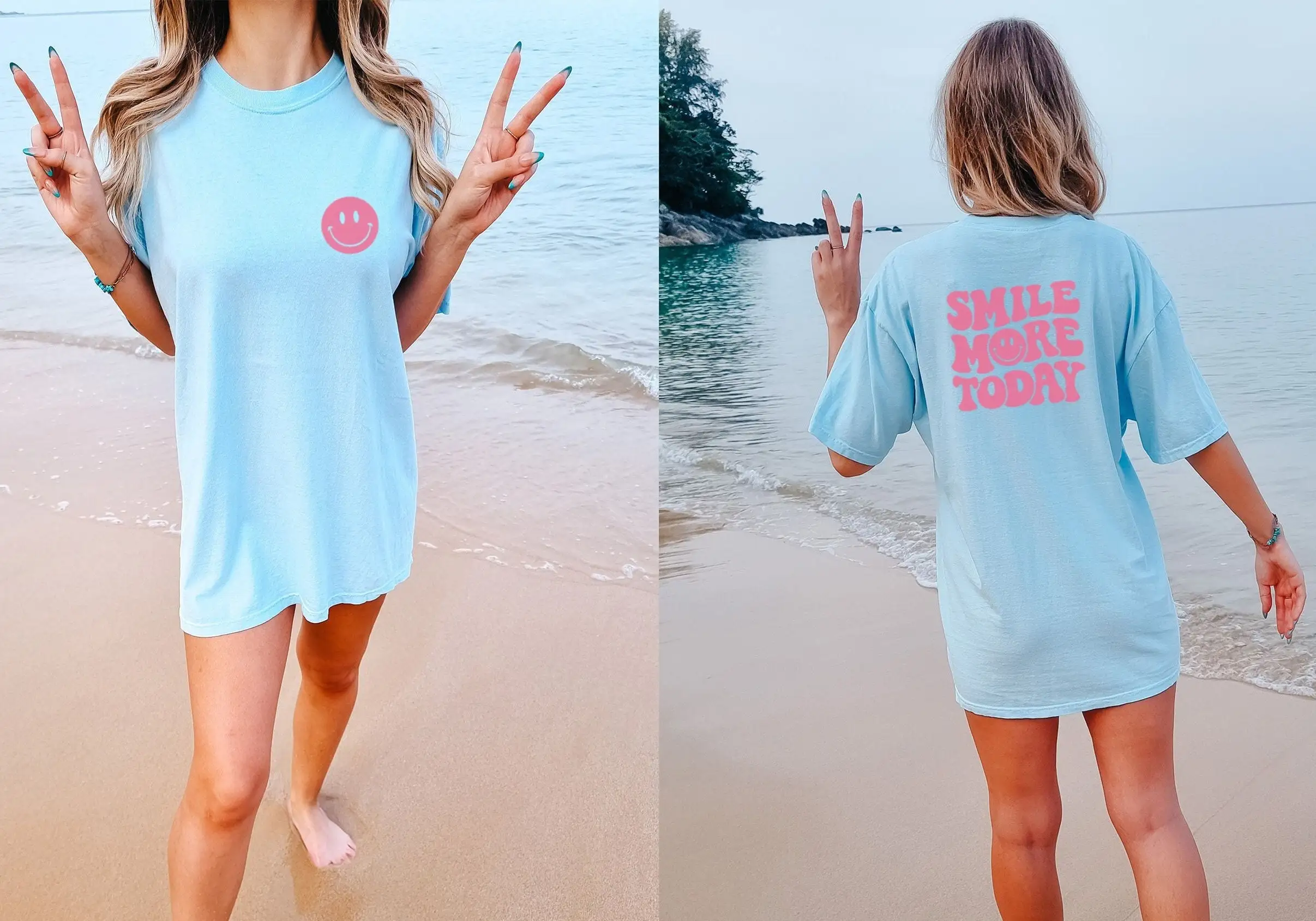 Retro Vintage Oversized Beach Summer Tee Shirt Vacation Cruise Trendy Aesthetic Smile More Today Comfort Colors Garment Dyed T