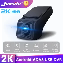 Jansite 2k usb auto dvr adas fhd 1440p dash cam fahr rekorder für android player auto dvd audio sprach alarm video regis trator