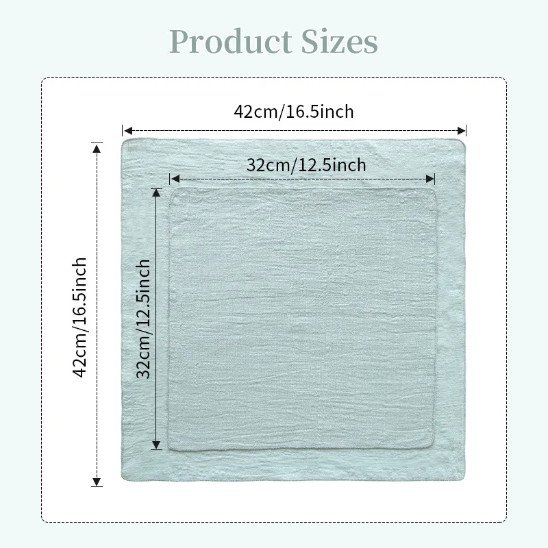 4pcs 32x32cm Pure Cotton Napkin Crepe Fabric French Stitch Edge Border Placemat for Party and Formal Dining Table Decoration