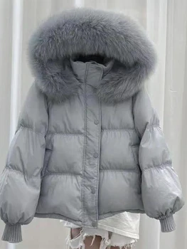 Damskie szare bluzy z kapturem kurtka parki zagęścić ciepłe bluzy z kapturem z długim rękawem płaszcz z podszewką Vintage płaszcz Streetwear 2000s ubrania zimowe