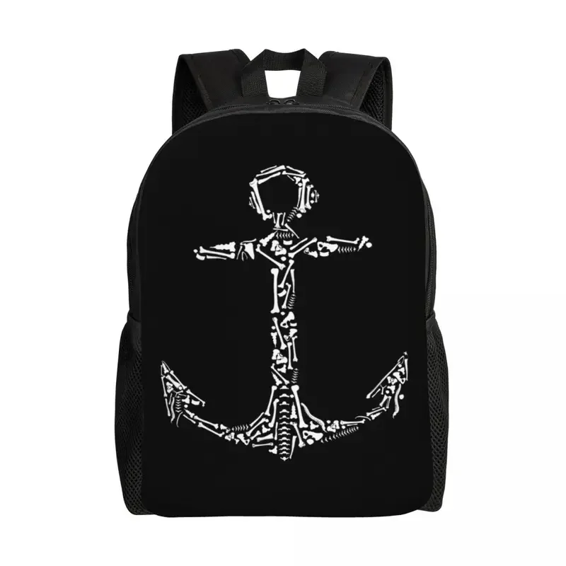 

Marine Anchor Made Of Bones Backpacks for Women Men School College Students Bookbag Fits 15 Inch Laptop Nautical Bags