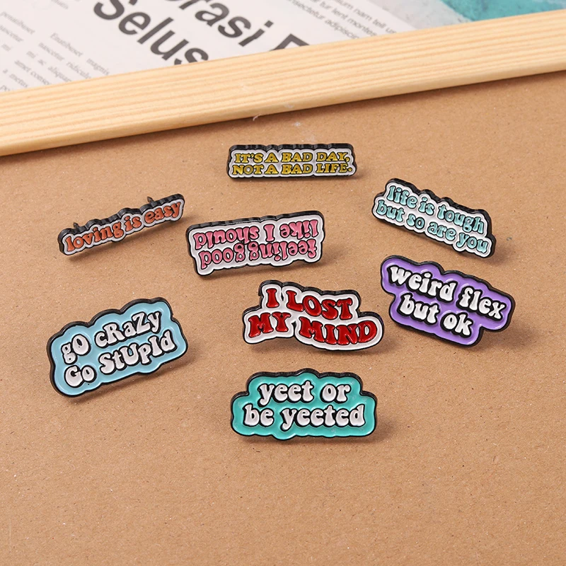 Choose Happy Enamel Pin Focus On Good Love Yourself First You Are Worth It Go Crazy Brooch Badge Jewelry Gift