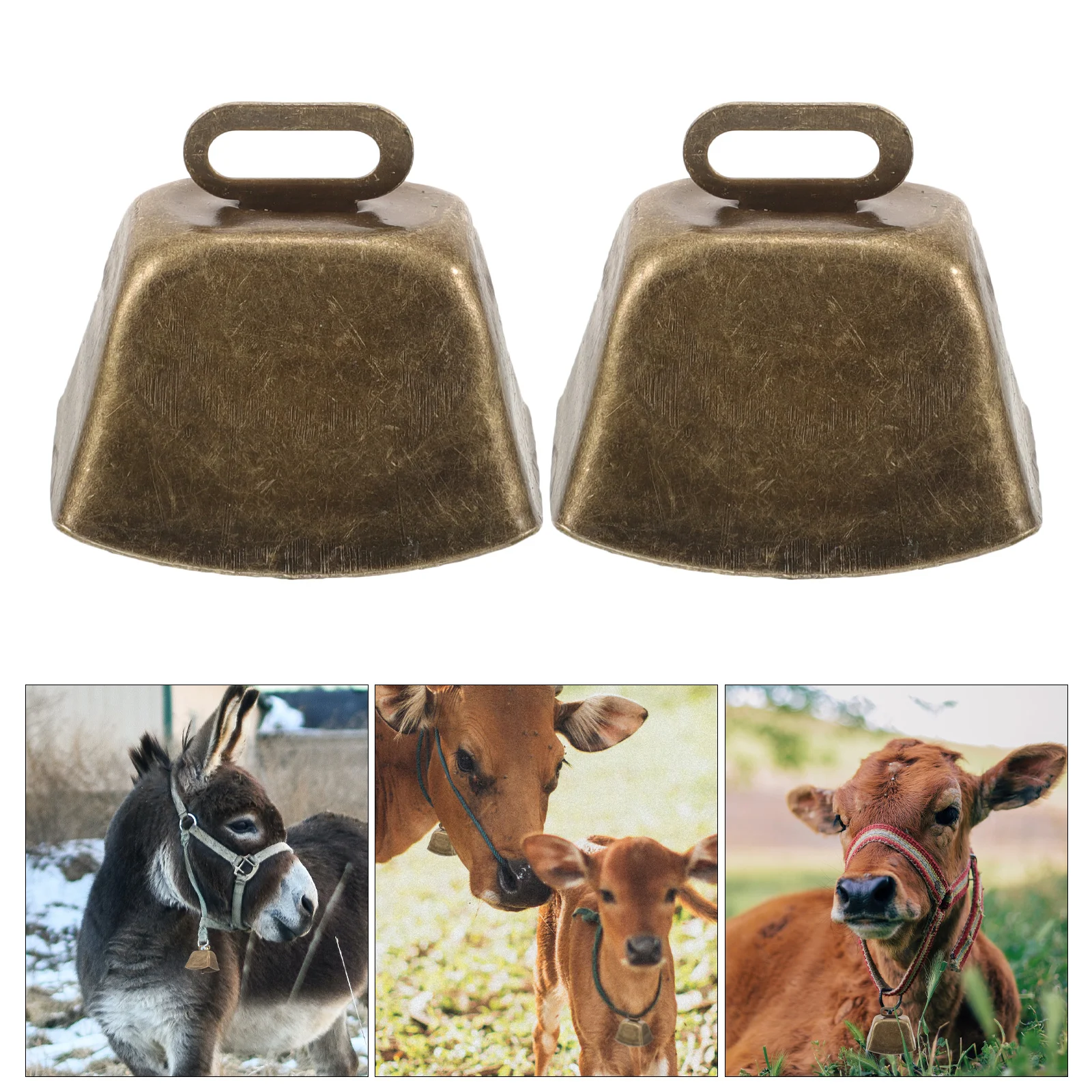 6 Pcs Vintage Cowbell Ornament Mini Bells Hanging Wind Chime for Dogs Copper Grazing