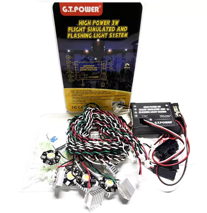GT 파워 고출력 3W 항공기 조명 시스템 비행 시뮬레이션 및 RC 비행기용 점멸등 시스템