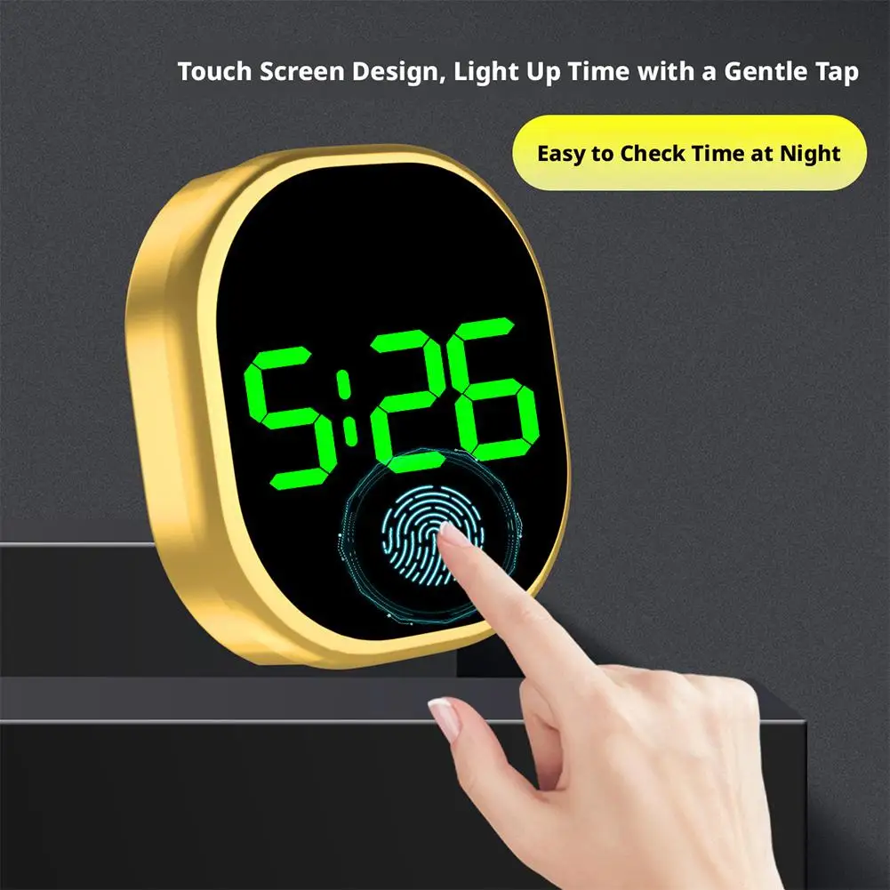 Fashionable Car LED Clock Touch-Control Dashboard Watch with LED Display Light for Fridge RV Classroom Travel Auto Accessories
