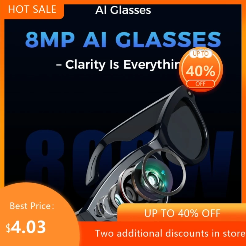 Echowear Smart AI Translation High Definition 800W Pixel Anti Shake Camera Video Call Music Listening WiFi Smart Glasses 2026