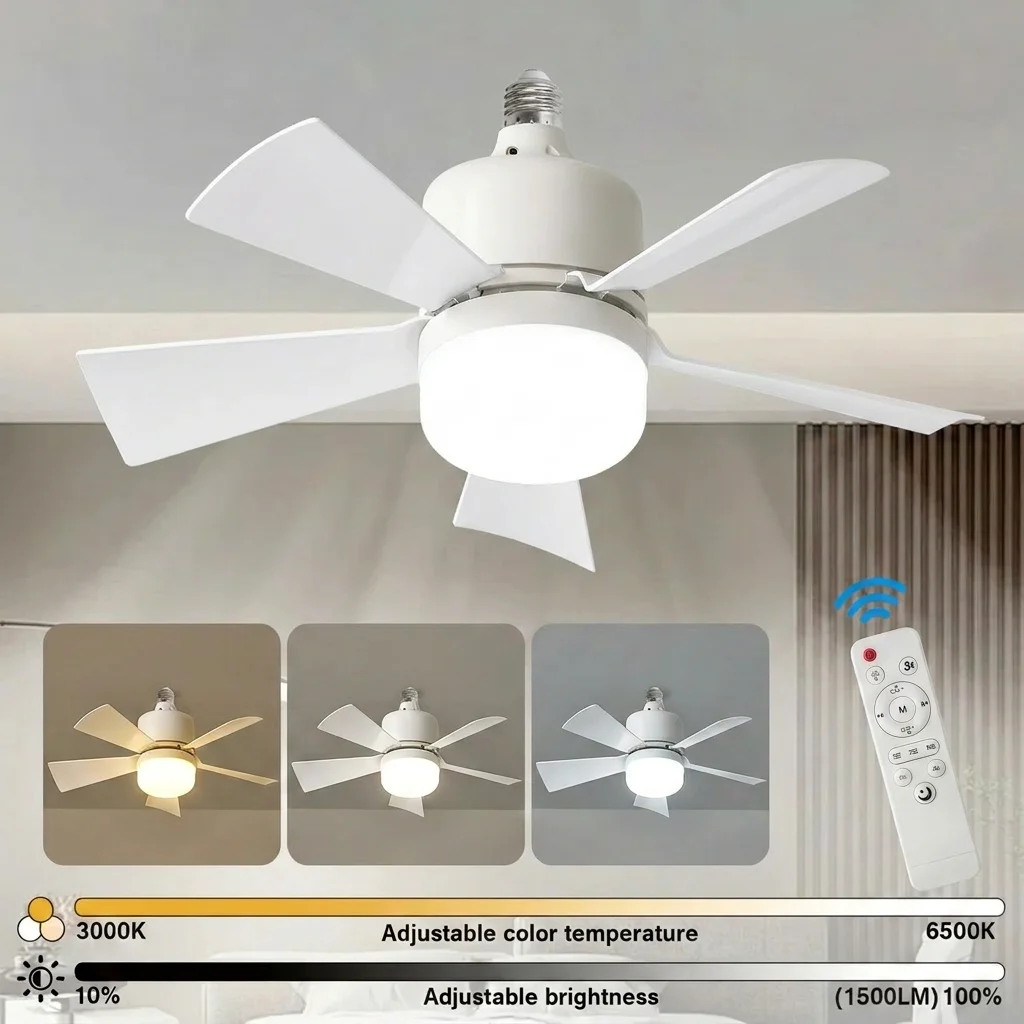 Decor Lighting Ceiling Fans - 1/2 Stück LED-Deckenventilator-Leuchten E27 mit Fernbedienung,