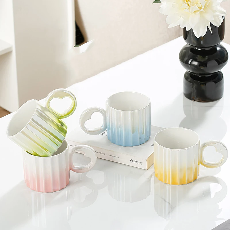 Ins Wind Pearl Glaze Dazzling Ceramic Personality Unique Cup High Appearance Level Gradient Color Mug Creative Coffee Mug