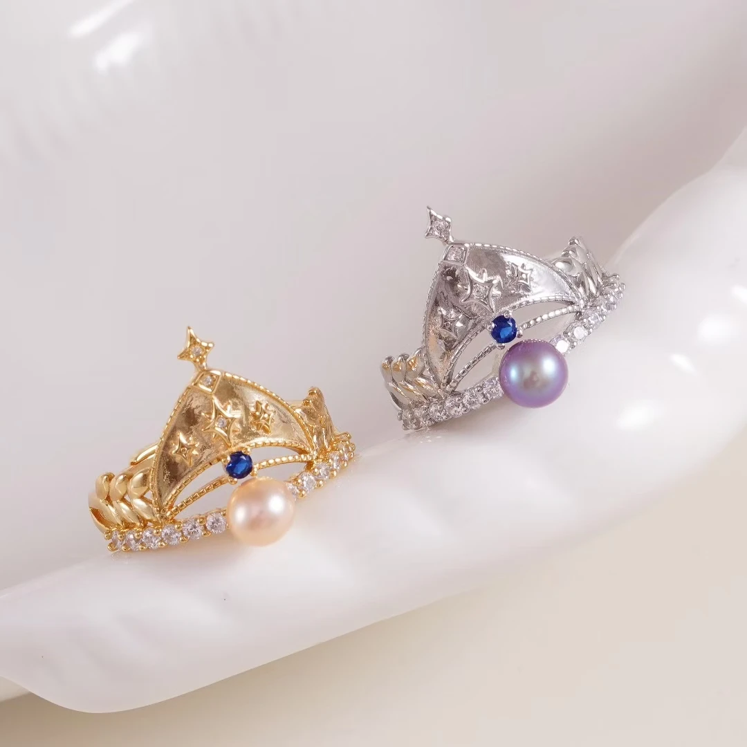 S925 Sterling Silver Adjustable Finger Ring Mountings Base Setting Findings Jewelry Components for 5-6mm Pearls 3pcs/lot