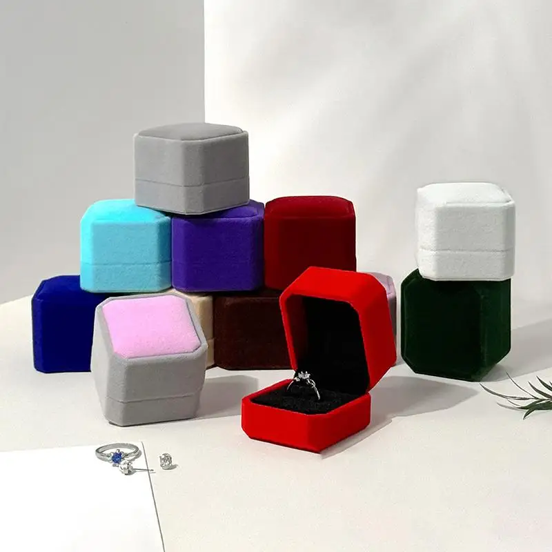 Jewelry Ring Display Case Earring Storage Organizer Portable Square Lid Open Jewelry Earrings Packaging Gift Box