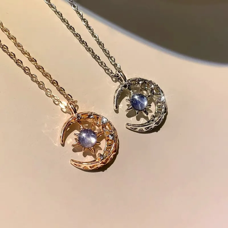 Exquisite Fashion Dream Star And Moon Pendant Necklace Wedding Party Jewelry Gift For Women Collar Chain For Women