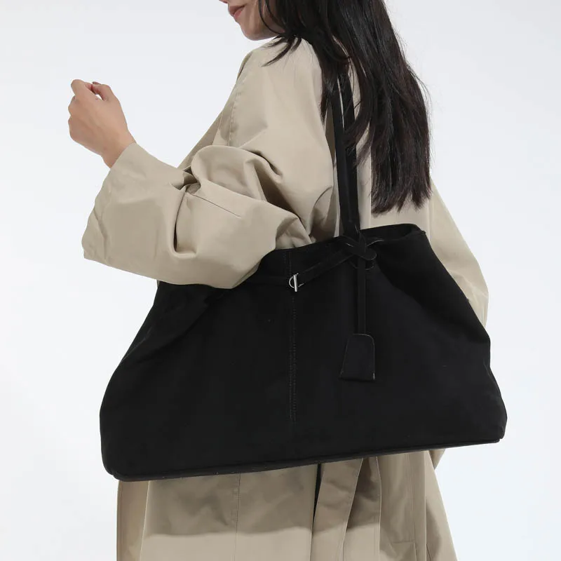 Women Suede Tote Bag Solid Color Shoulder Bag Large Capacity Handbags Trendy Satchel Bags Work Travel Shopping Commuter Tote Sac