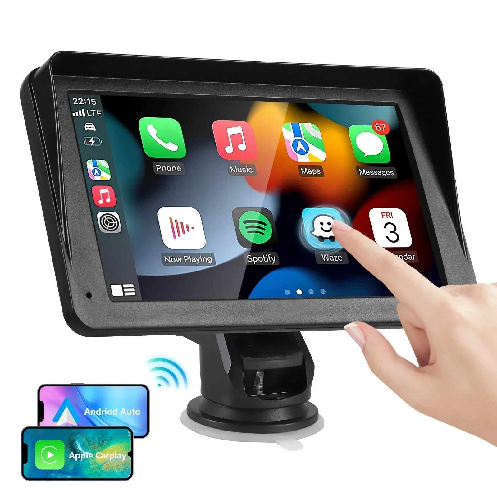 Car Navigation Monitor Wireless 5.0 Portable Navigation GPS Upgrade interactive Screen for iPhone Android Multiple Audio Output