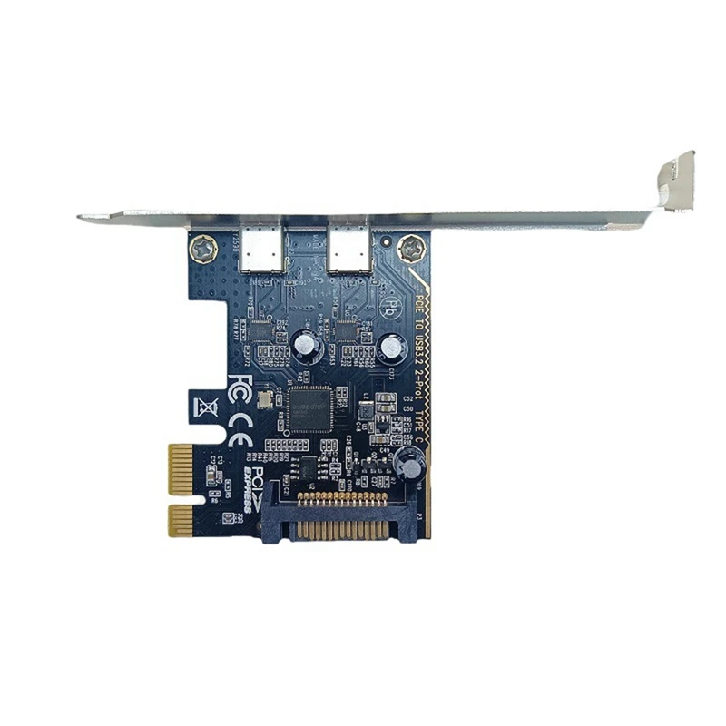 A27Q-Desktop Mainboard PCI-E To Type-C Adapter Card Dual-Port Type-C Expansion Card Using ASM1042 Host Card