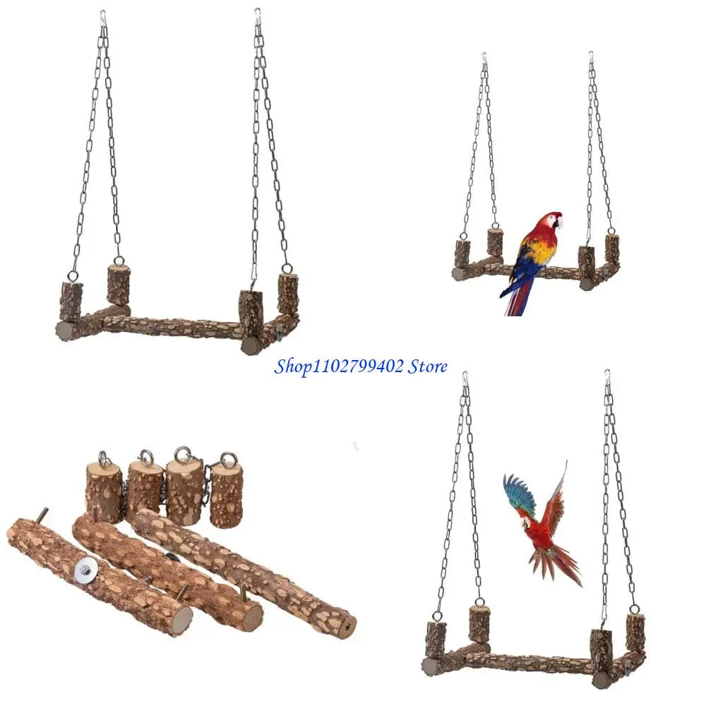 547F Bird Swing for Cage 15 Inches Parrot Perch Natural Bird Toy Parakeet Chew for Large Birds Macaws Cockatiels