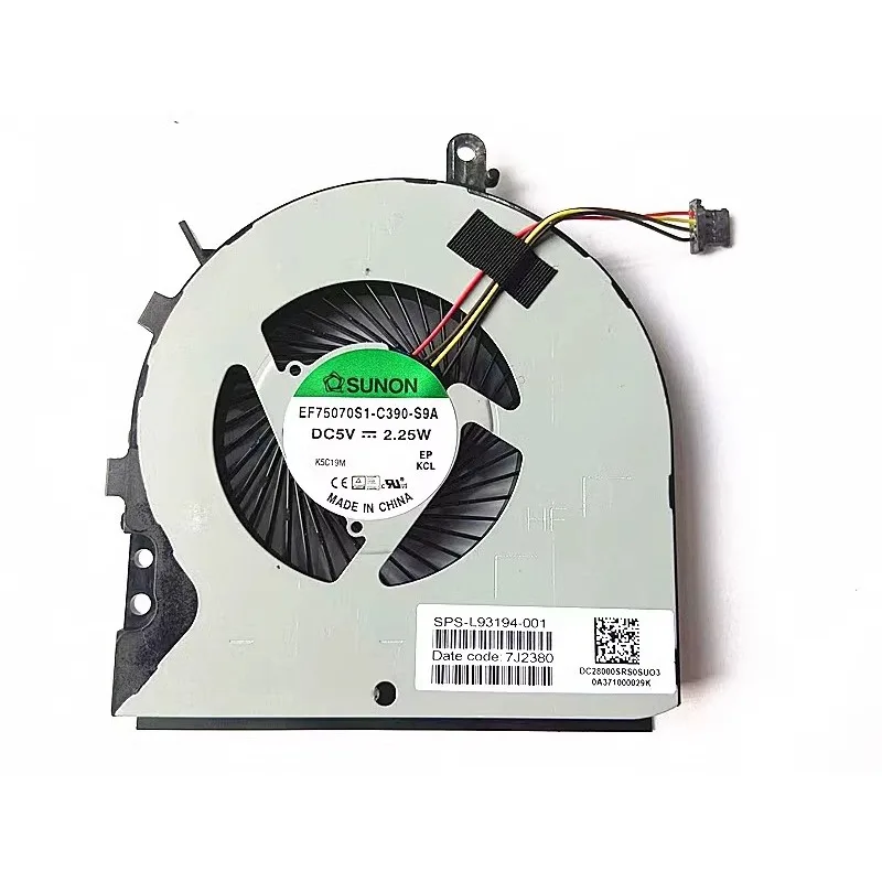 Original New CPU Cooling Fan for HP Envy 15-AE018TX TPN-C122 M6-P Notebook Fan