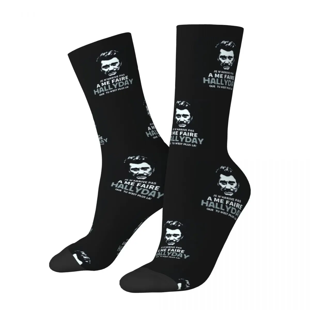 Colorful Johnny Hallyday French Singer Basketball Socks Music Legend Polyester Long Socks for Women Men Sweat Absorbing