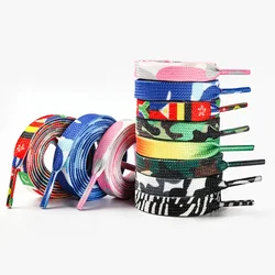 1 par de cordones de zapato con bandera de camuflaje colorida a la moda de 8mm, cordones planos con estampado degradado, cordones para zapatillas informales de Color cromático