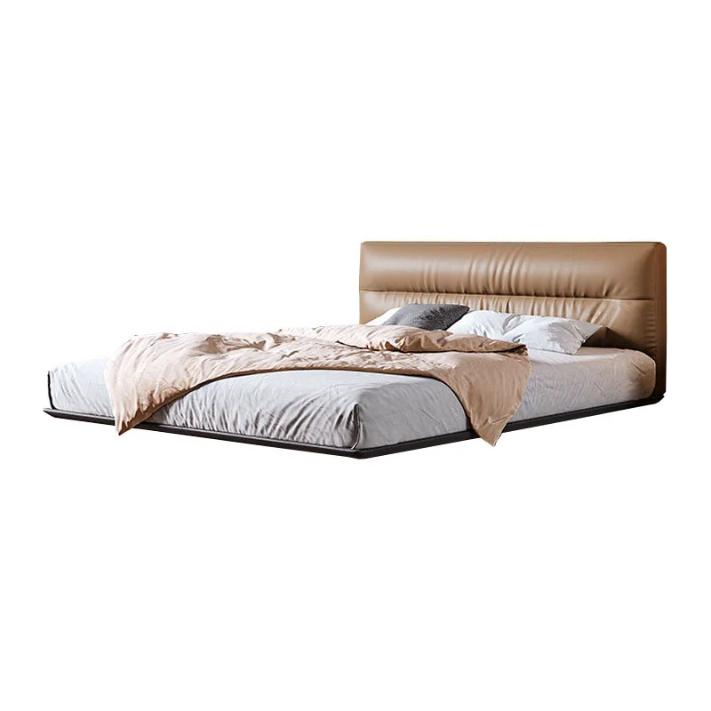 

Modern minimalist suspension bed, master bedroom leather bed, high-end atmospheric soft bag
