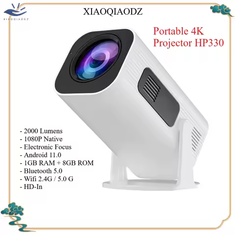 XIAOQIAODZ Portable 4K Projector Smart Home Theater LED 1080P Native 8K Android Outdoor Video Game Pocket Phone Cinema Wifi BT