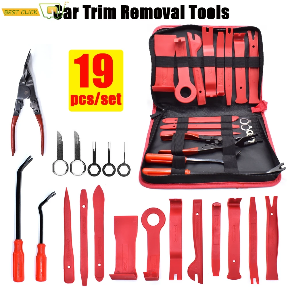 19PCS/set Car Removal Trim Tools Disassembly Interior Kit Audio Door Panel Dashboard DVD Player Auto Hand Pry Bar Clip Remover